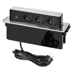 Bordsmodul INOX 3-vägs 2xUSB A+C