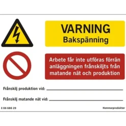 Dekal Varning Bakspänning A6