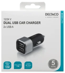 Deltaco Billaddare 2xUSB