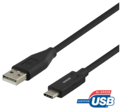 Deltaco USB-C till USB-A Svart laddningssladd 0,25m