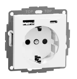Elko RS 1-vägsuttag + 2xUSB-uttag Typ A+C Renvit