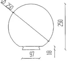 Glasglob Ø250/100mm klar med luftblåsor