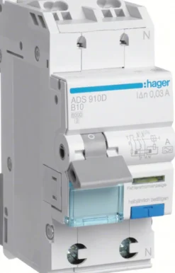 Hager Personskyddsbrytare 1P+N 6kA 10-30mA B-karaktäristik QuickConnect
