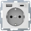 Hager S.1 1-vägsuttag + 2xUSB Typ A+C