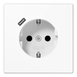 Jung LS1520 1-vägsuttag jordat 1xUSB-C