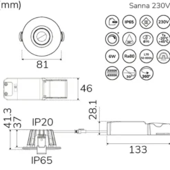 Llitt Sanna Downlight 3000-4000K 230V