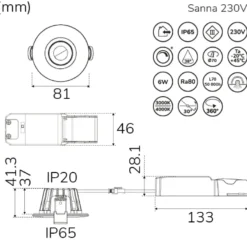 Llitt Sanna Downlight 3000-4000K 230V 3-pack