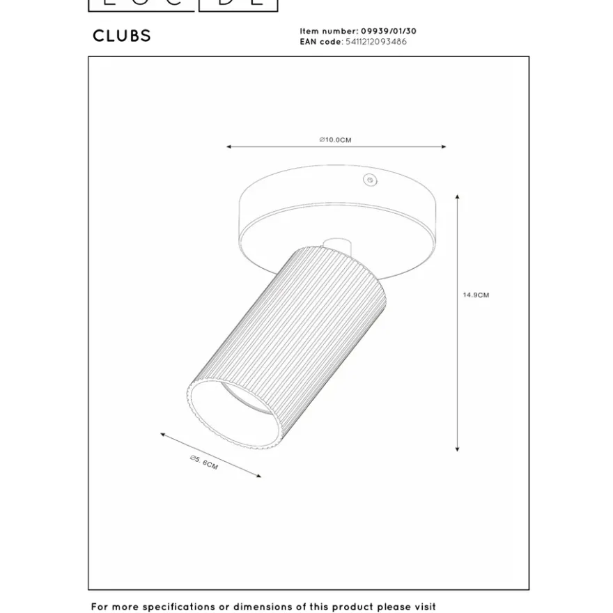 Lucide Clubs 1L Takspotlight GU10