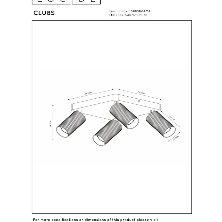 Lucide Clubs 4L Takspotlight GU10