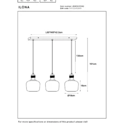 Lucide Ilona 3L Pendel Rak E27 Amber