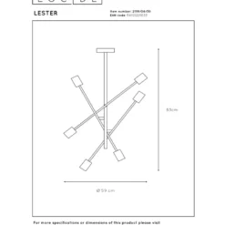 Lucide Lester Rak 6L Pendel Svart