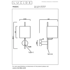 Lucide Magic Vägglampa E27 Svart