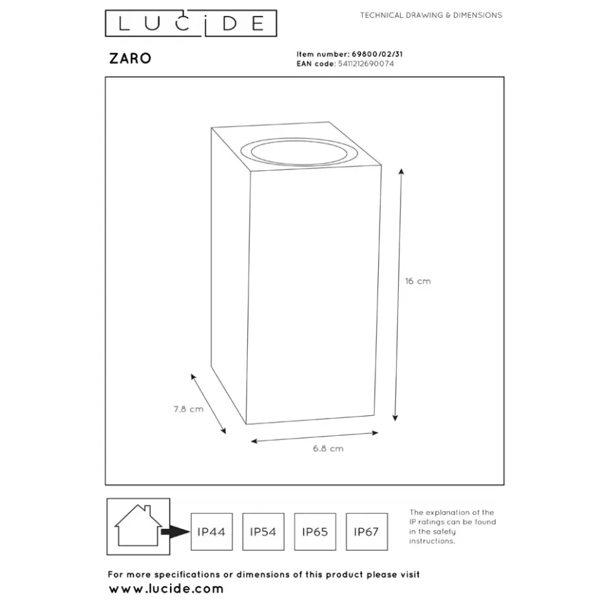 Lucide Zaro Cube Vägglampa Dubbel GU10