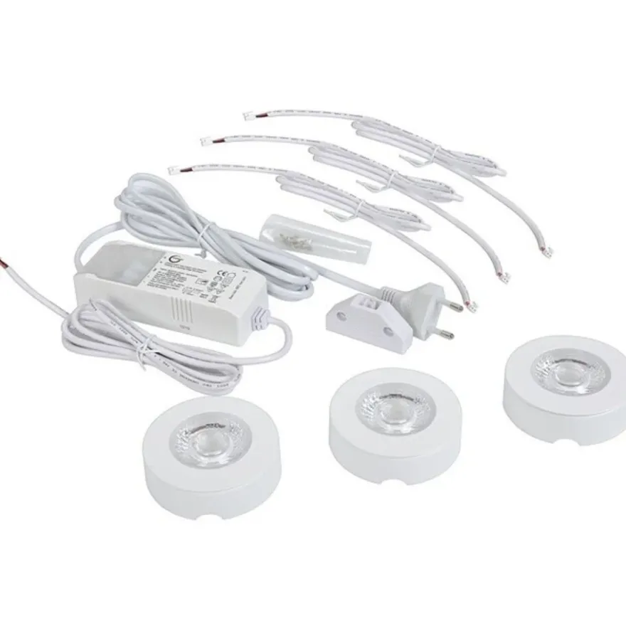 Namron Startpaket Skåpbelysning LED Spot 3W 3-pack