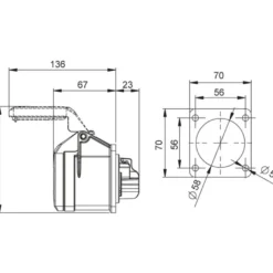 Paneluttag CEE 432-6 32A 3-fas IP44