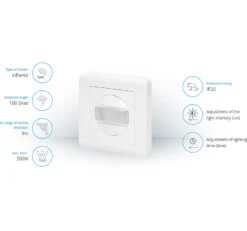 Rörelsevakt PIR 160° IP20 Vit infälld