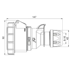 Skarvuttag CEE 416-6 16A 3-fas IP67