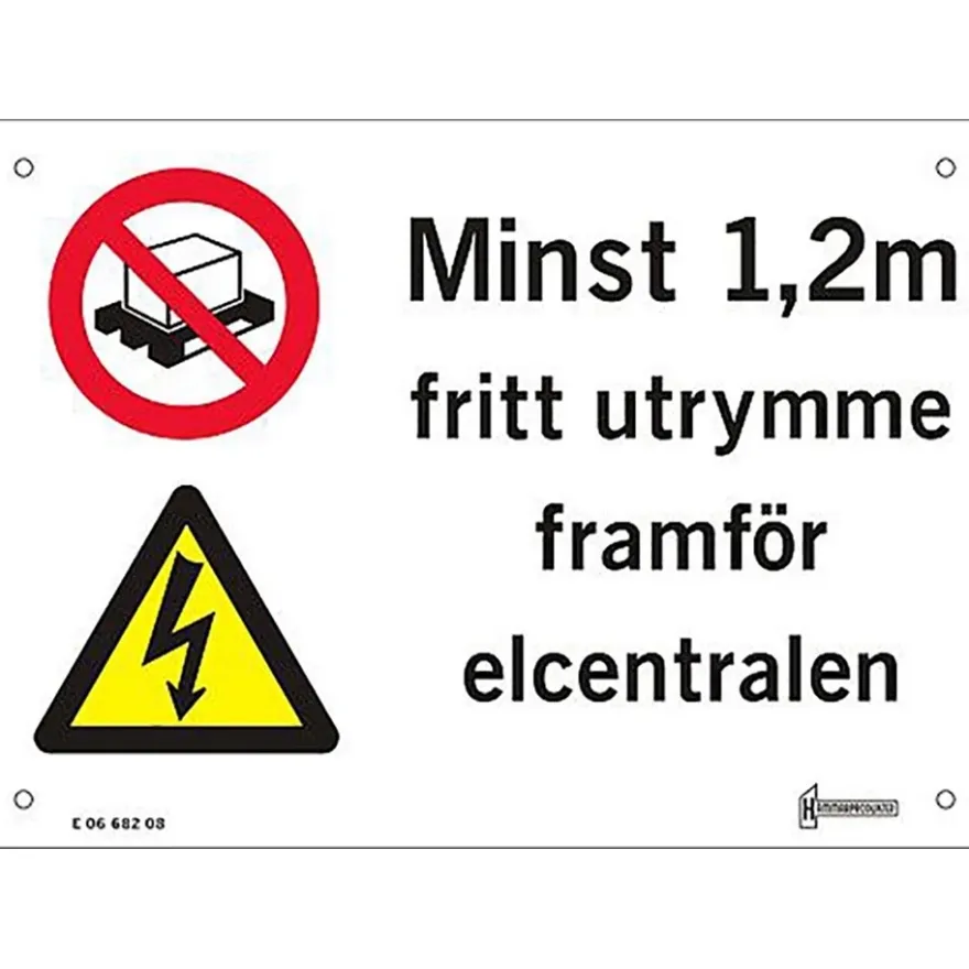 Skylt minst 1,2m fritt utrymme
