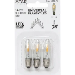 Star Trading Reservlampa Filament Universal 3-pack LED E10