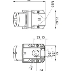 Väggintag CEE 416-6 16A 3-fas IP44